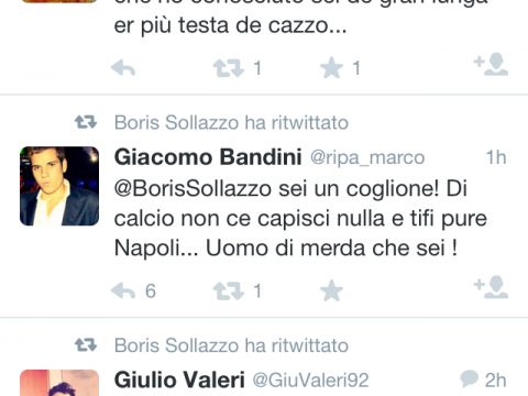 Piccolo campione della valanga di messaggi indirizzati via Twitter al nostro Boris Sollazzo